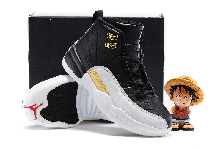 Air Jordan 12 Wings White Black Gold Shoes For Kids On Sale